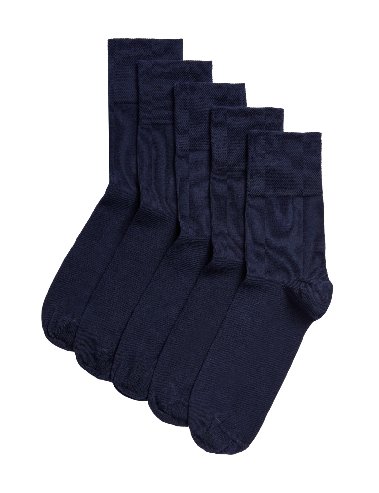 5pk Cotton Rich Soft Top Ankle High Socks