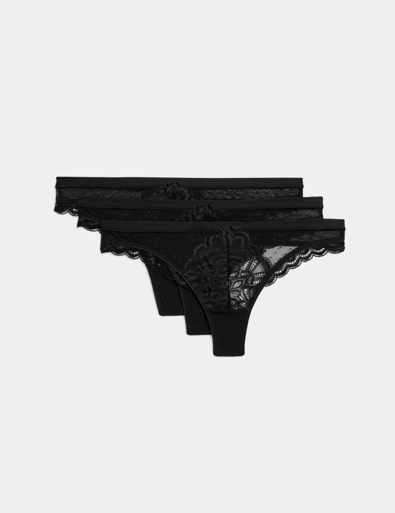 3pk Amelia Lace Thongs