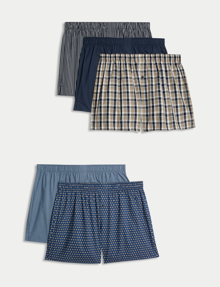 5pk Pure Cotton Woven Boxers