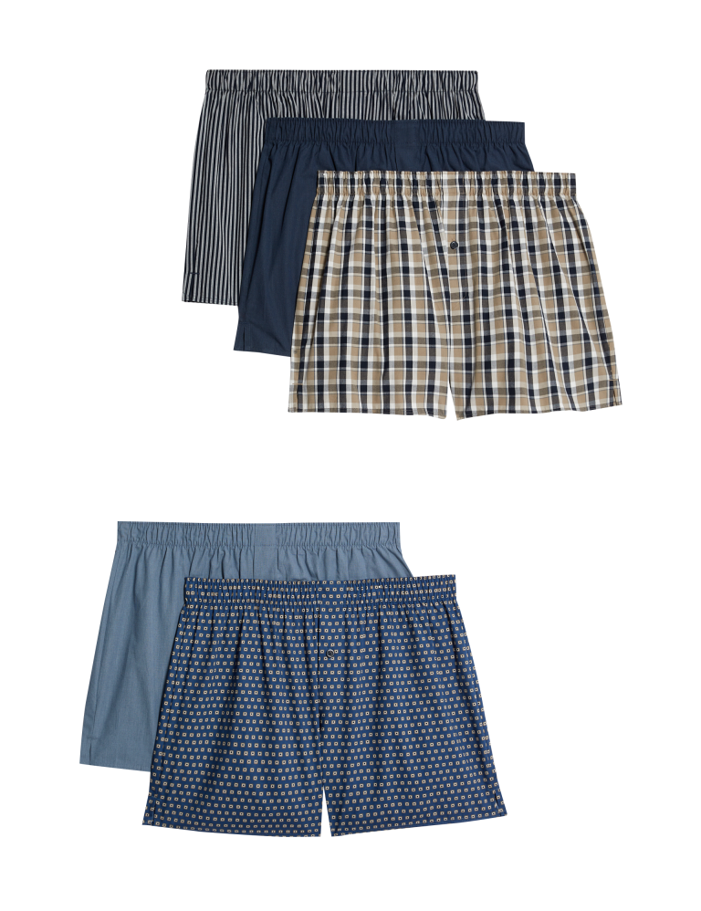 5pk Pure Cotton Woven Boxers