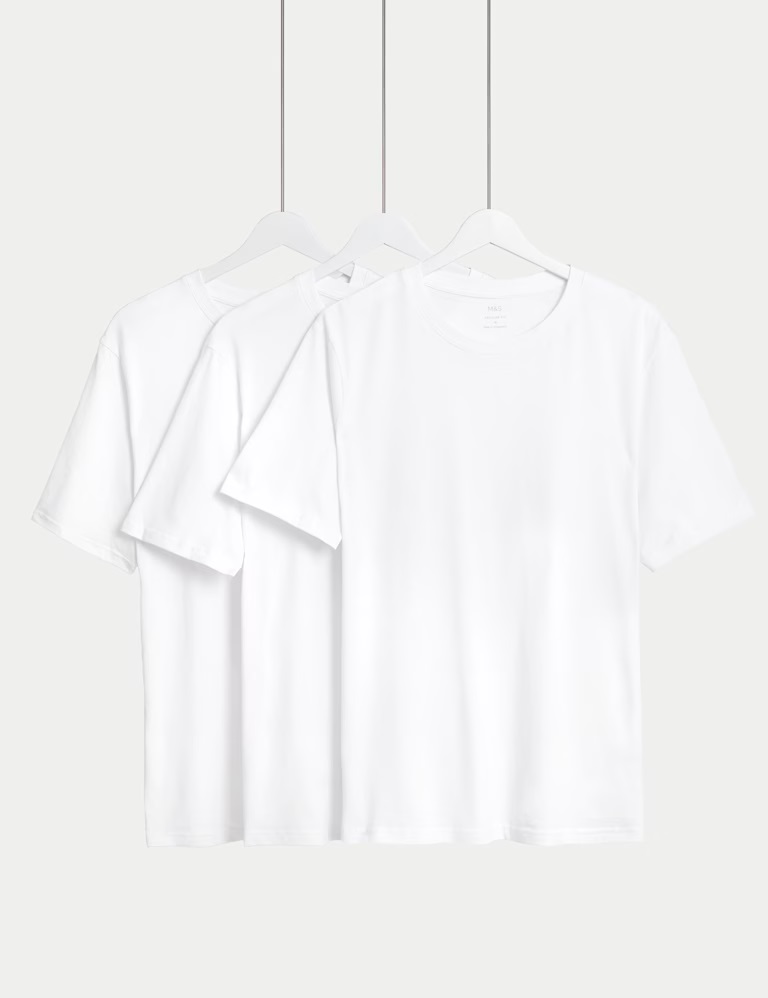 3pk Pure Cotton Crew Neck T-Shirts