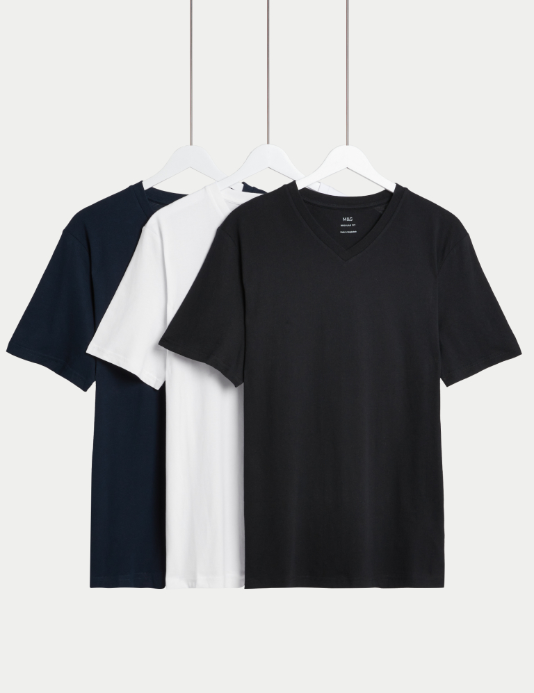 3 Pack Pure Cotton V-Neck T-Shirts
