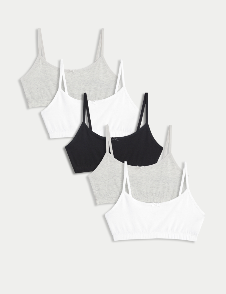 5pk Cotton with Stretch StayNew™ Crop Tops (6-16 Yrs)
