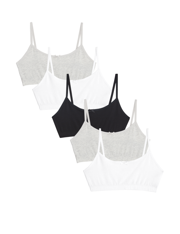 5pk Cotton with Stretch StayNew™ Crop Tops (6-16 Yrs)