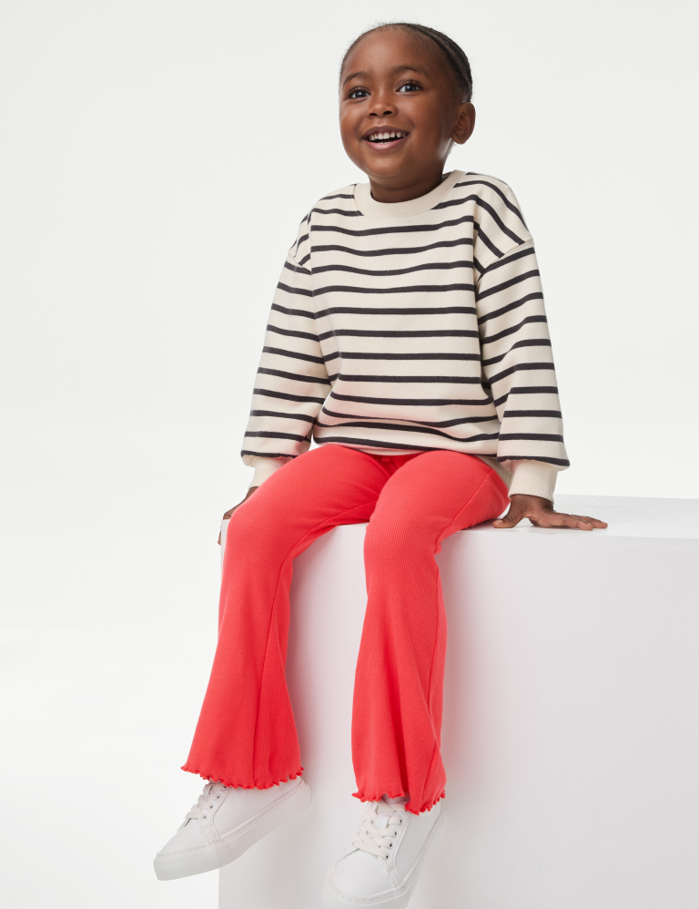 Cotton Rich Ribbed Flared Leggings (2-8 Yrs)