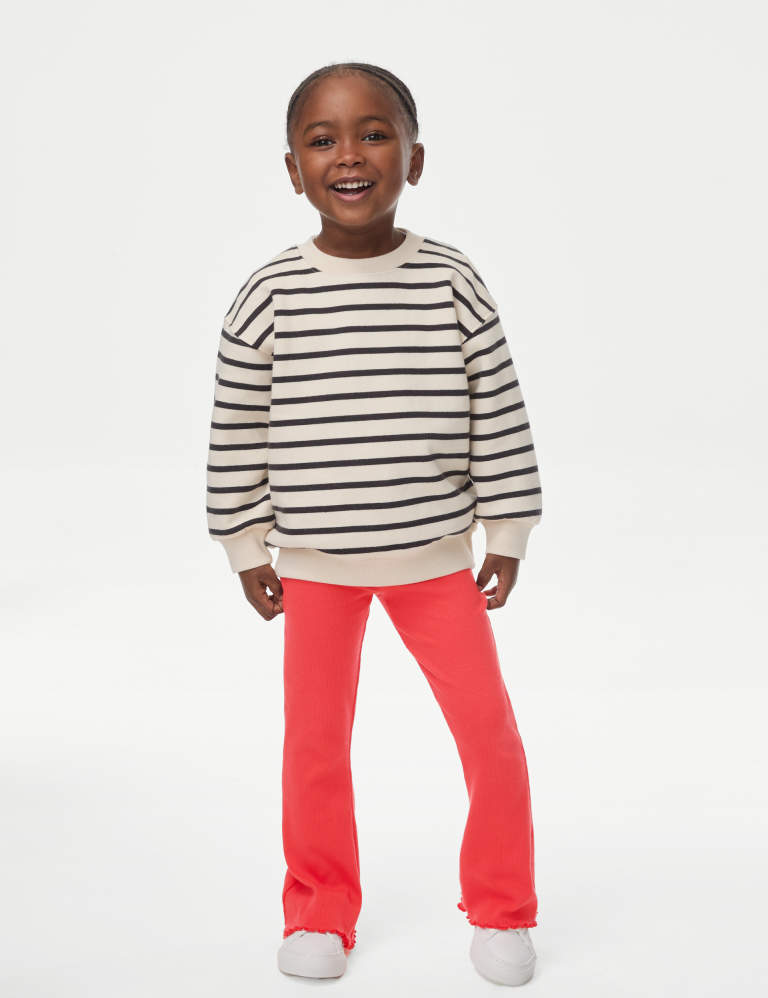 Cotton Rich Ribbed Flared Leggings (2-8 Yrs)