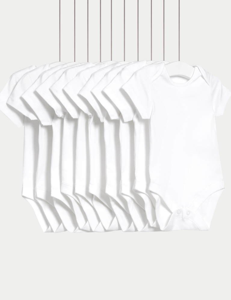 10pk Pure Cotton Short Sleeve Bodysuits (6½lbs-3 Yrs) 10pk Pure Cotton Short Sleeve Bodysuits (6½lbs-3 Yrs)