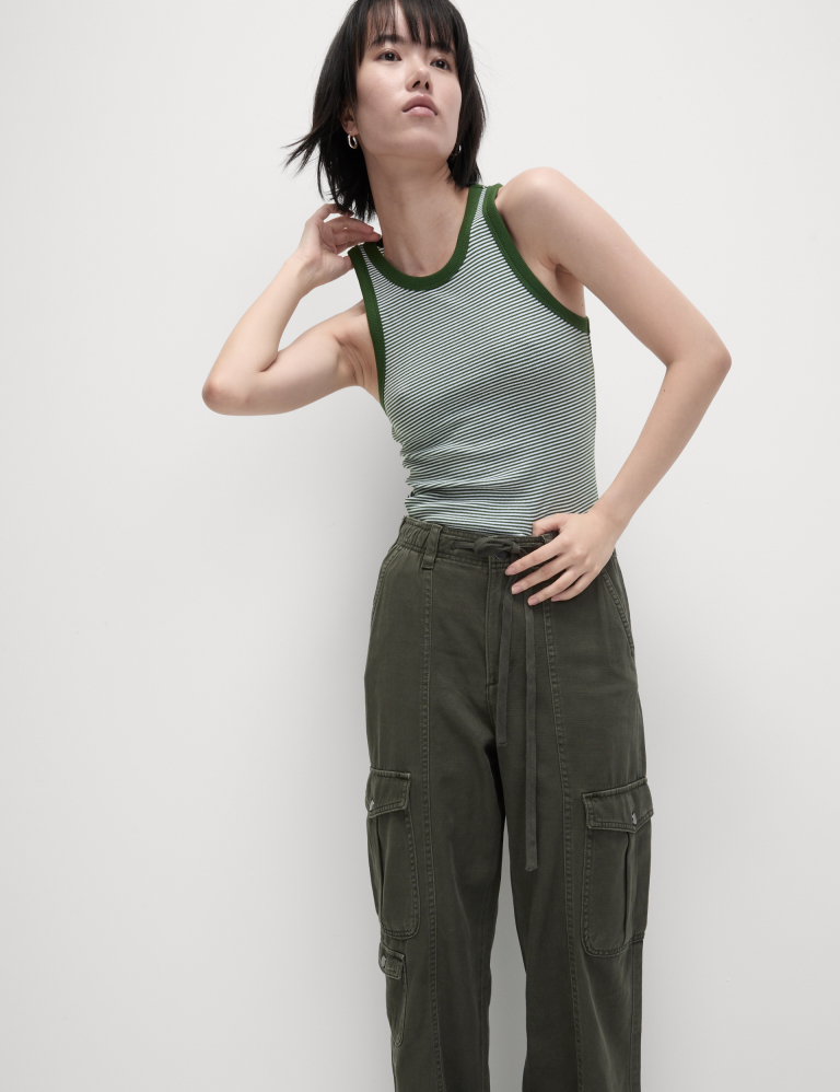 Cotton Rich Striped Racer Back Vest