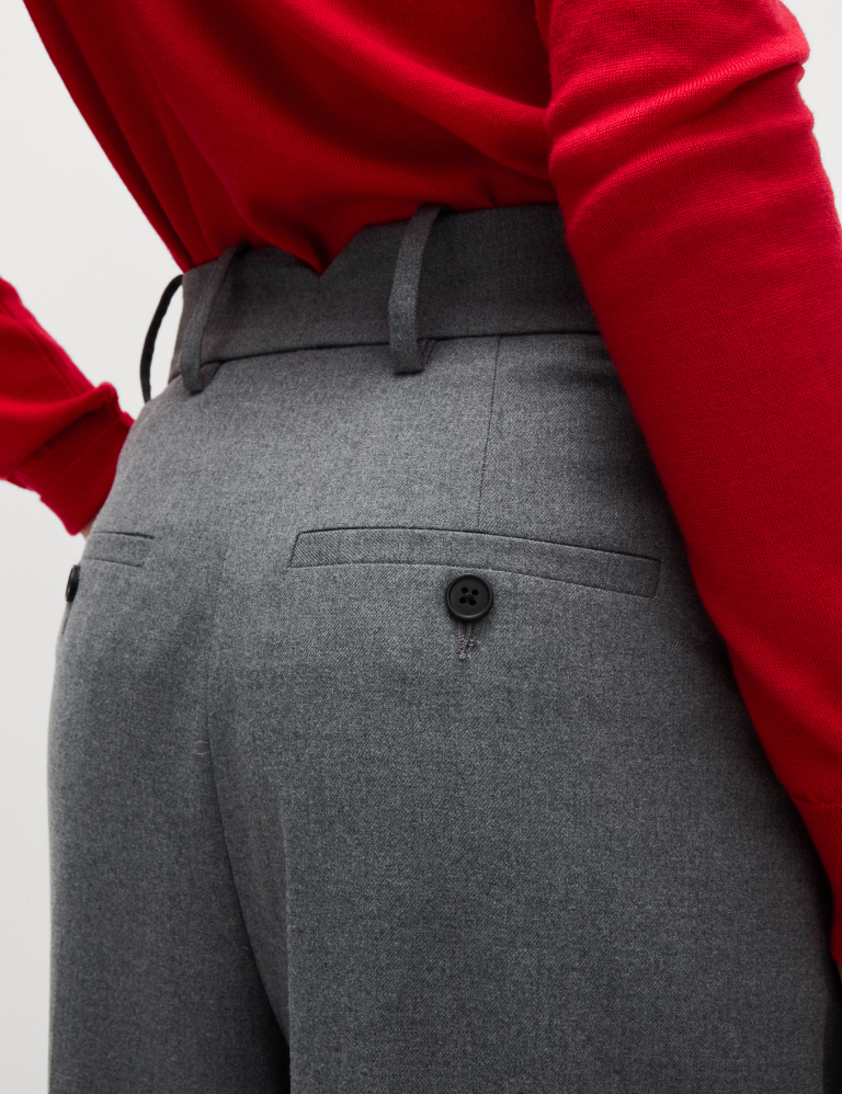 Flannel Wide Leg Trousers