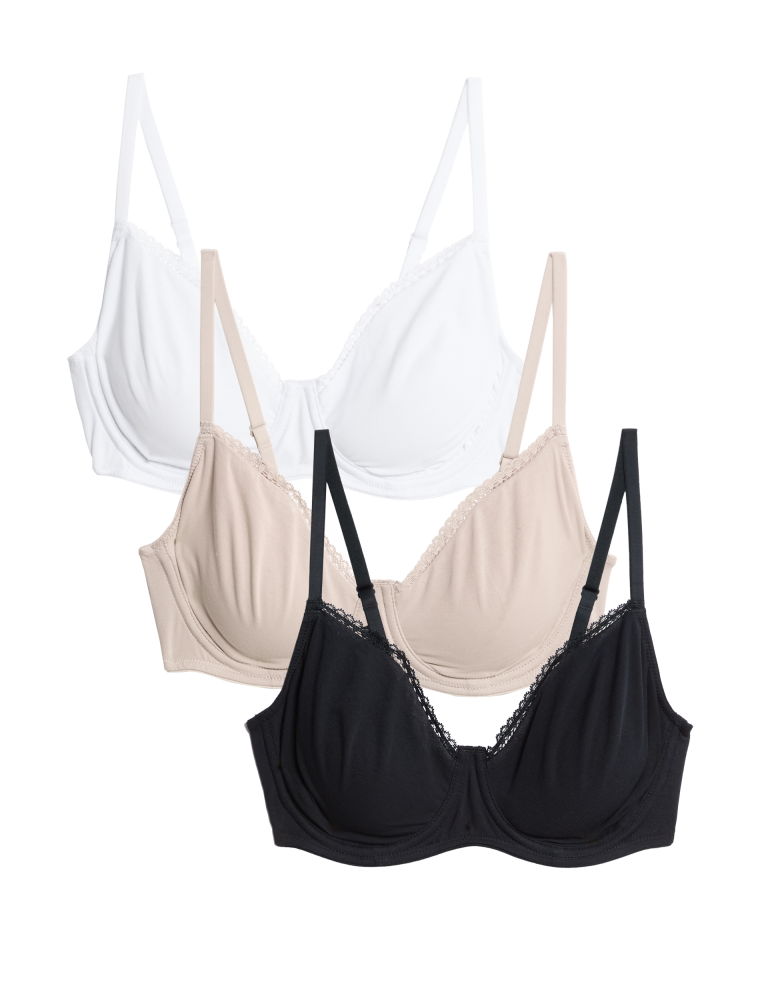 3pk Cotton Rich Wired Full Cup Bra A-E