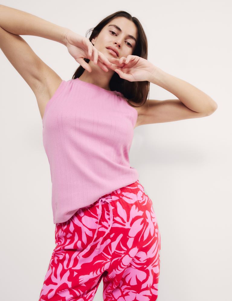 Cotton Rich Ribbed Pointelle Vest