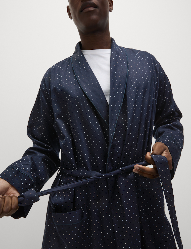 Pure Cotton Polka Dot Dressing Gown