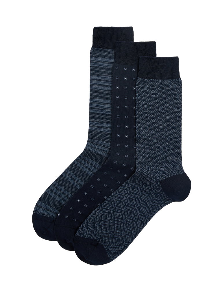 3pk Assorted Egyptian Cotton Rich Socks