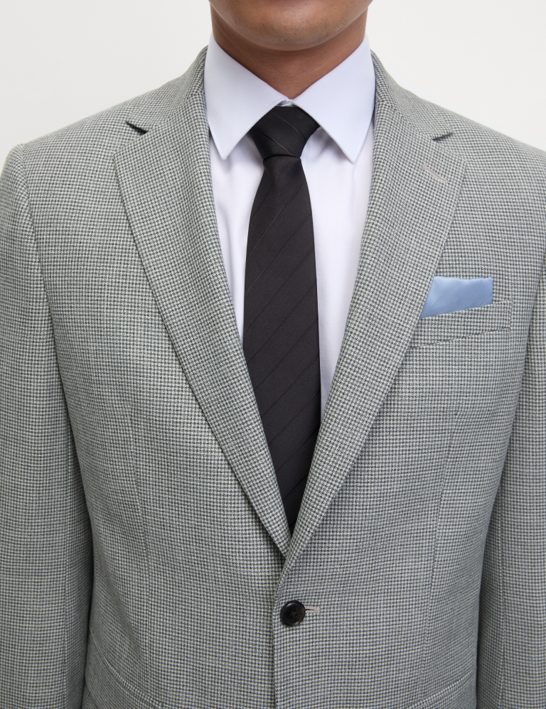 Regular Fit Textured Puppytooth Suit Jacket