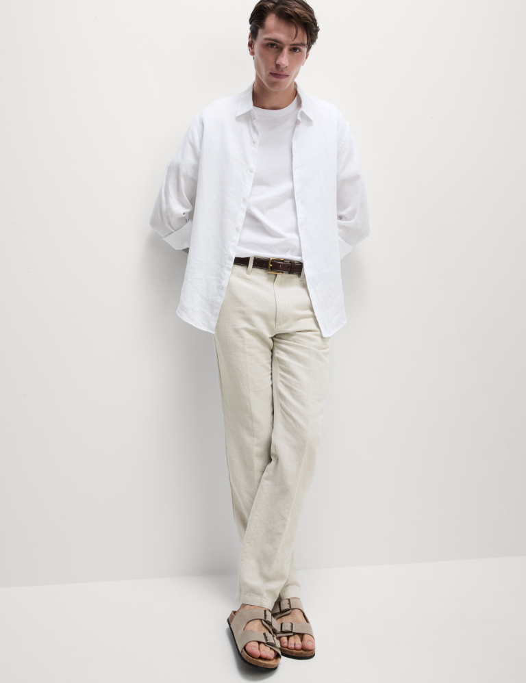 Regular Fit Linen Blend Chinos
