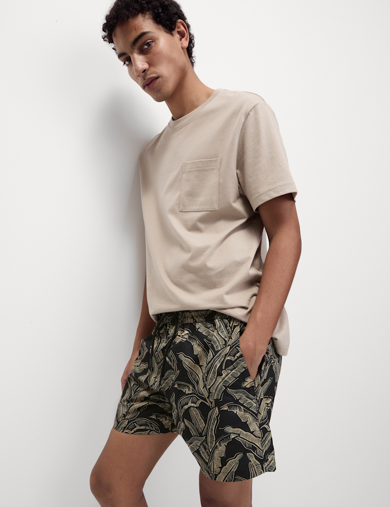 Banana Leaf Print Swim Shorts