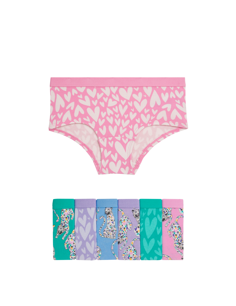 7pk Cotton with Stretch Leopard Shorts (5-16 Yrs)