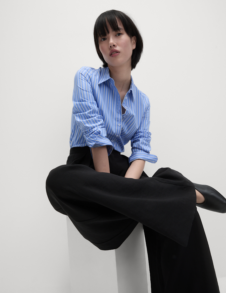 Cotton Rich Striped Fitted Shirt