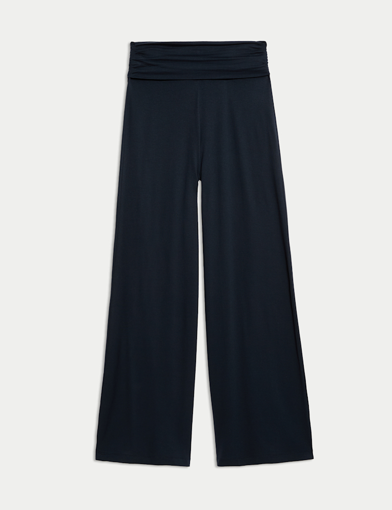 Jersey Pull On Fold Over Wide Leg Trousers