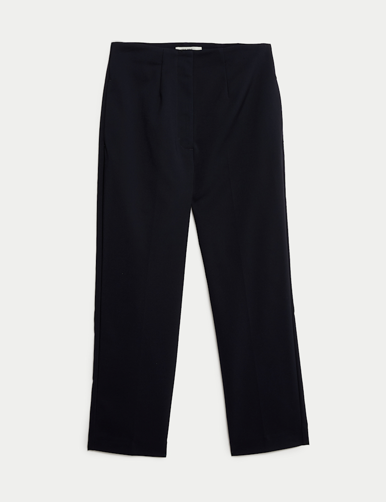 Cotton Blend Slim Fit Cropped Trousers