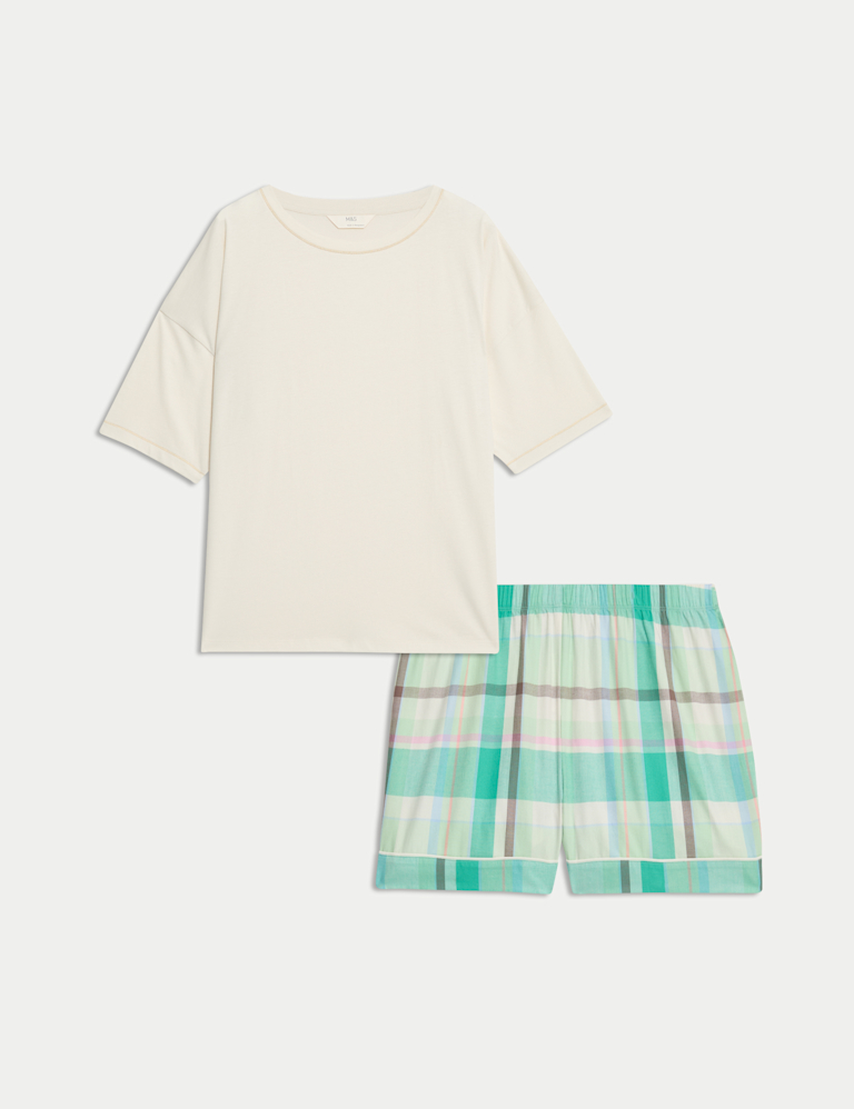 Pure Cotton Checked Shortie Set