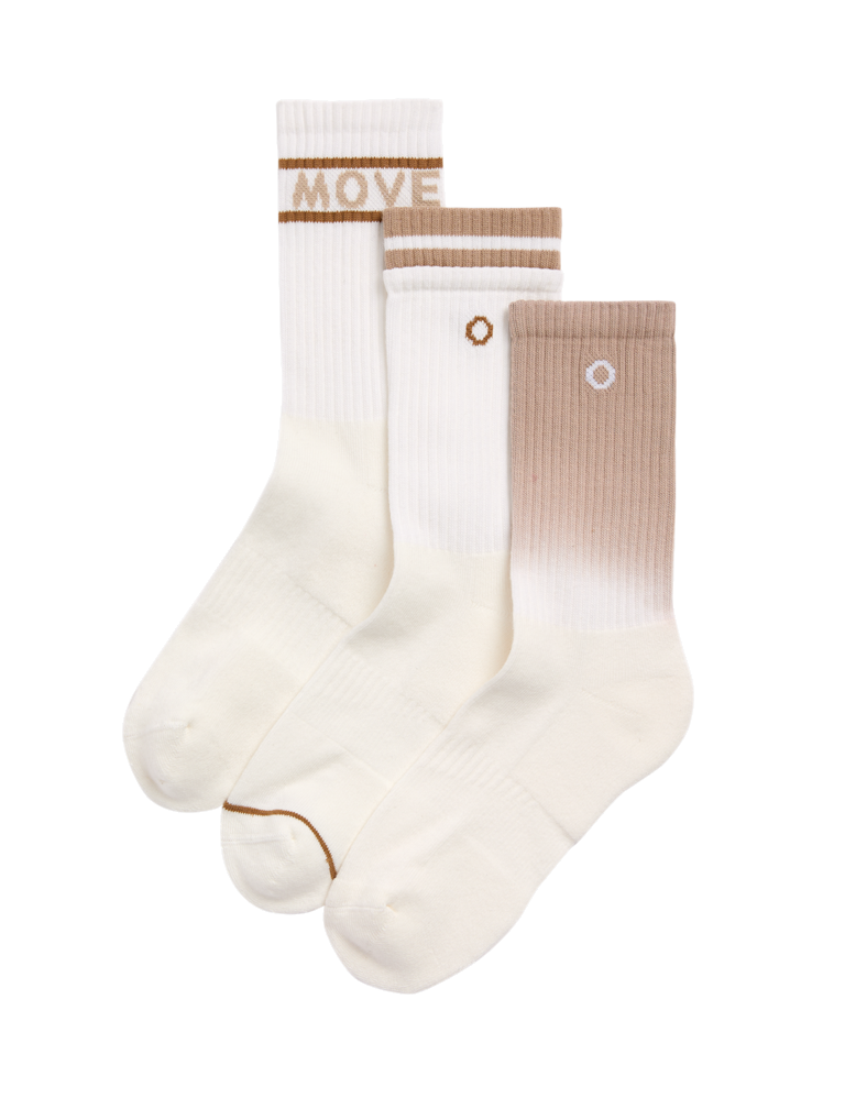 3pk Cotton Blend Ankle High Socks