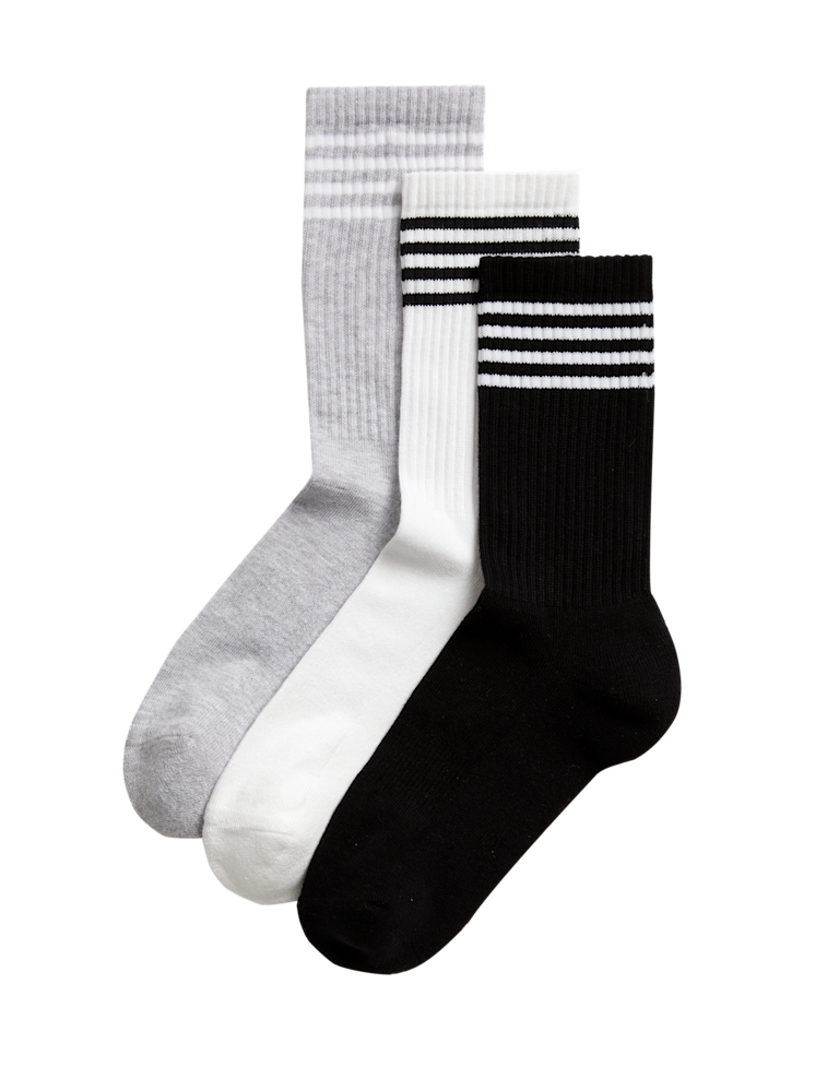 3pk Cotton Blend Ankle High Socks
