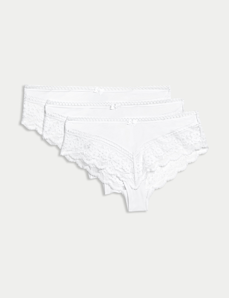 3pk Lace Trim Brazilian Knickers 3pk Lace Trim Brazilian Knickers