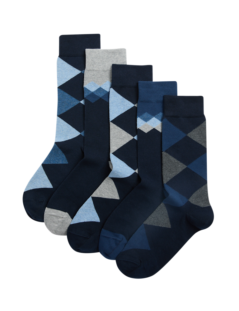 5pk Cool & Fresh™ Argyle Cotton Rich Socks
