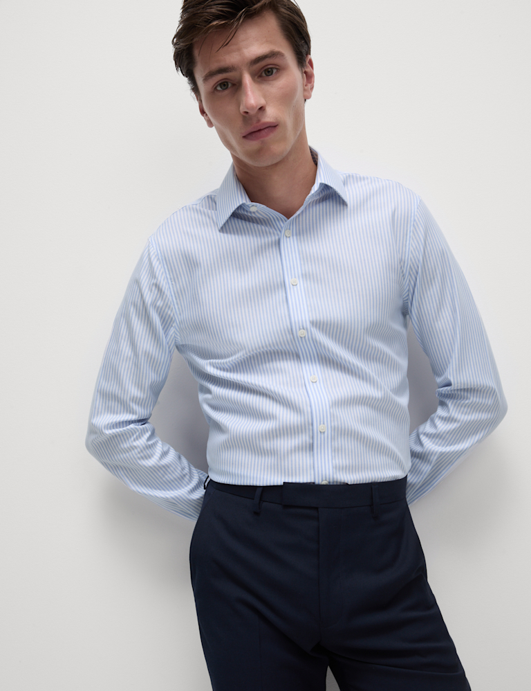 Slim Fit Ultimate Non Iron Cotton Striped Shirt