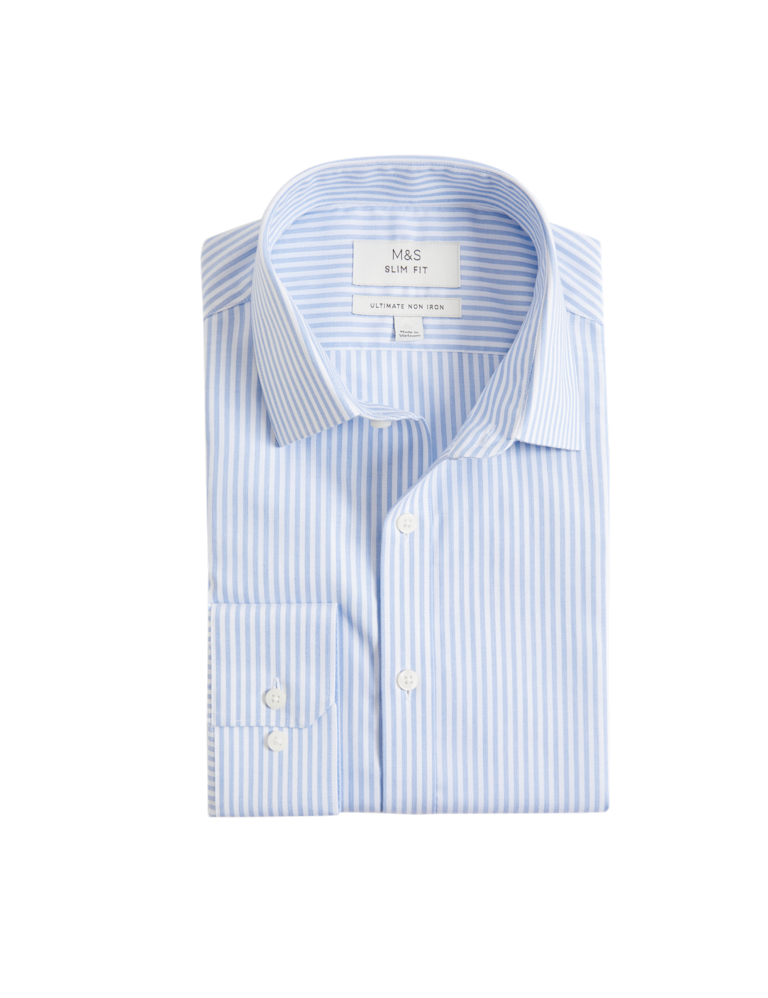 Slim Fit Ultimate Non Iron Cotton Striped Shirt