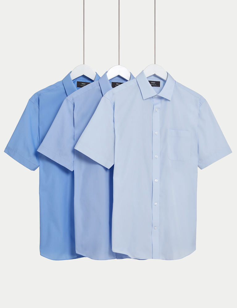 3 Pack Regular Fit Easy Iron Short Sleeve Shirts