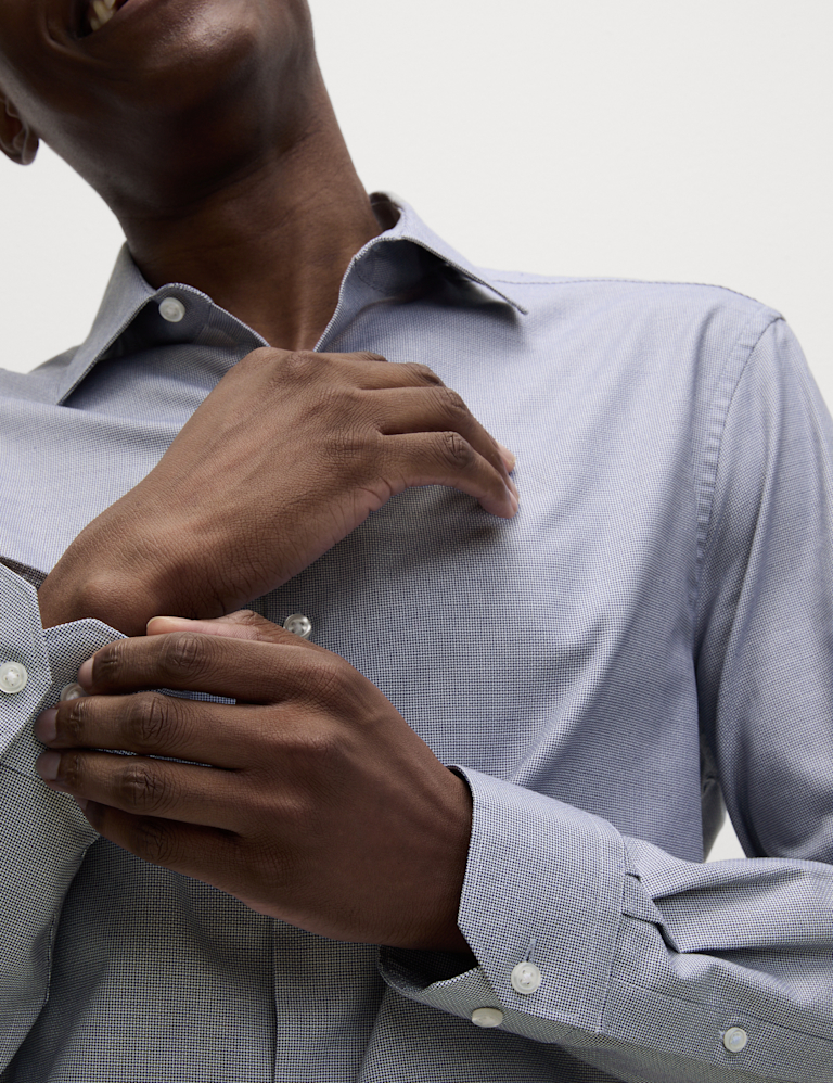 Regular Fit Pure Cotton Textured Long Sleeve Shirt