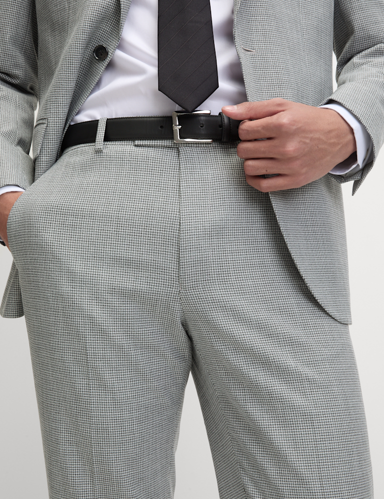 Regular Fit Textured Puppytooth Suit Trousers