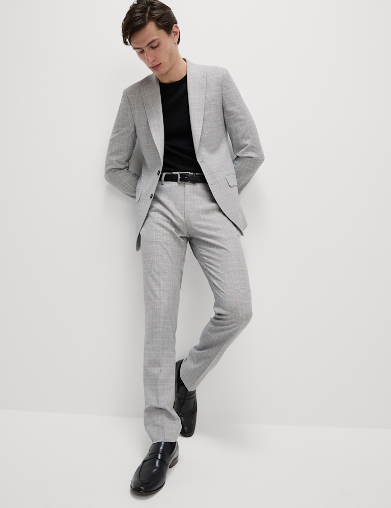 Slim Fit Prince of Wales Check Suit Trousers