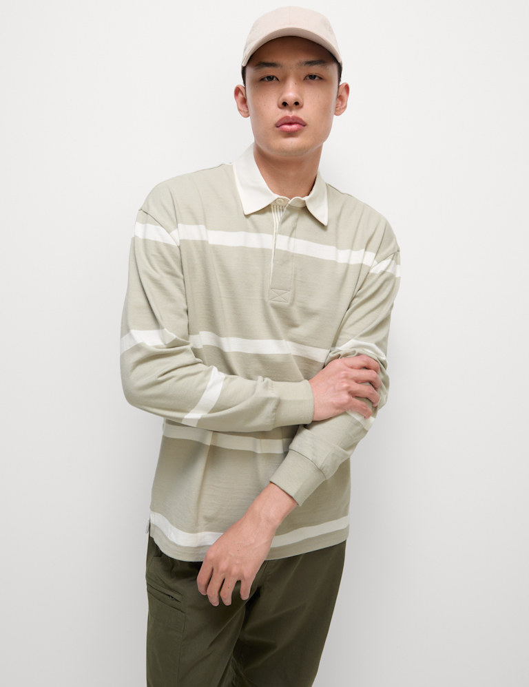 Pure Cotton Striped Rugby Shirt