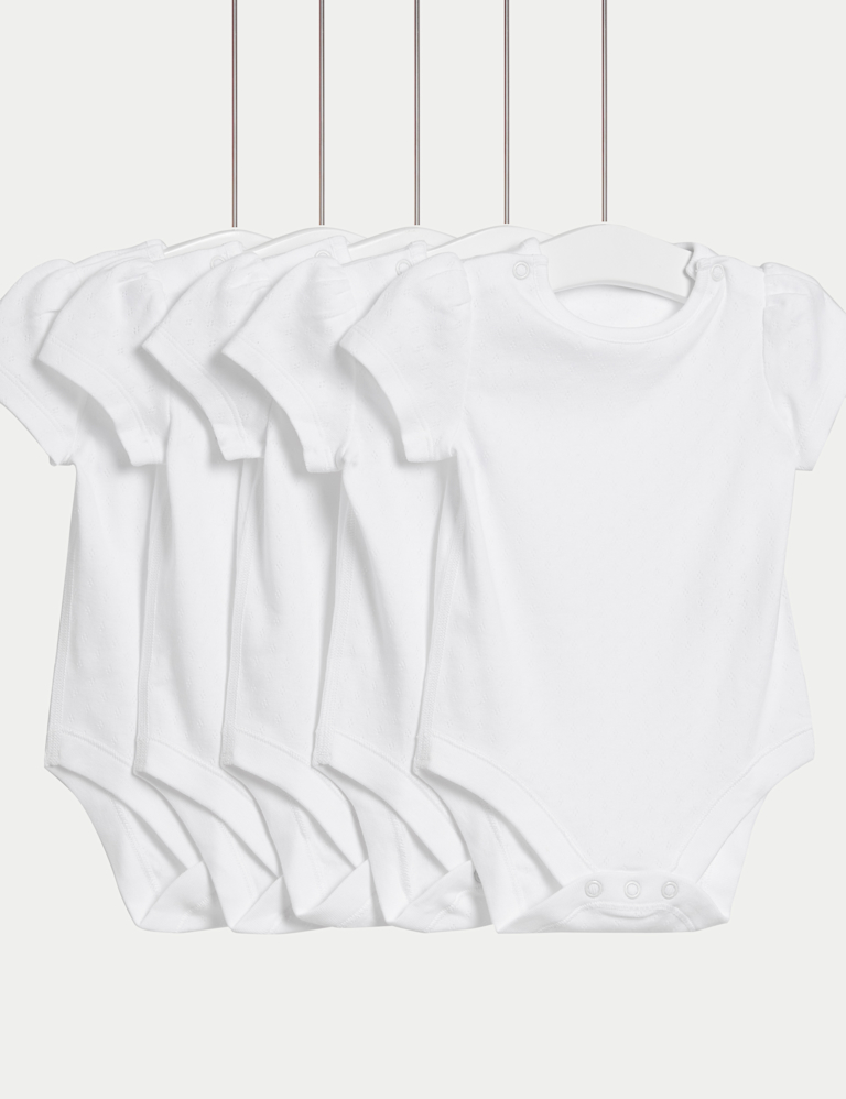 5pk Pure Cotton Pointelle Bodysuits (5lbs-3 Yrs) 5pk Pure Cotton Pointelle Bodysuits (5lbs-3 Yrs)