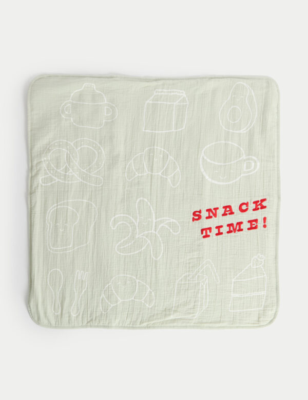 Pure Cotton Snack Time Slogan Shawl