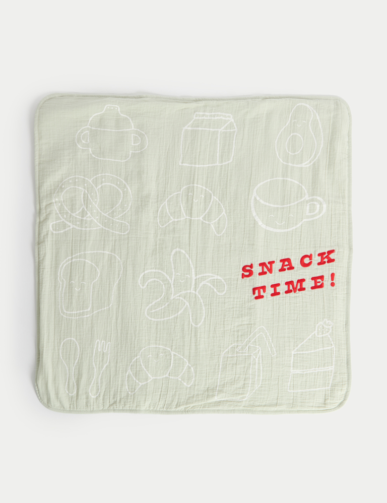 Pure Cotton Snack Time Slogan Shawl Pure Cotton Snack Time Slogan Shawl