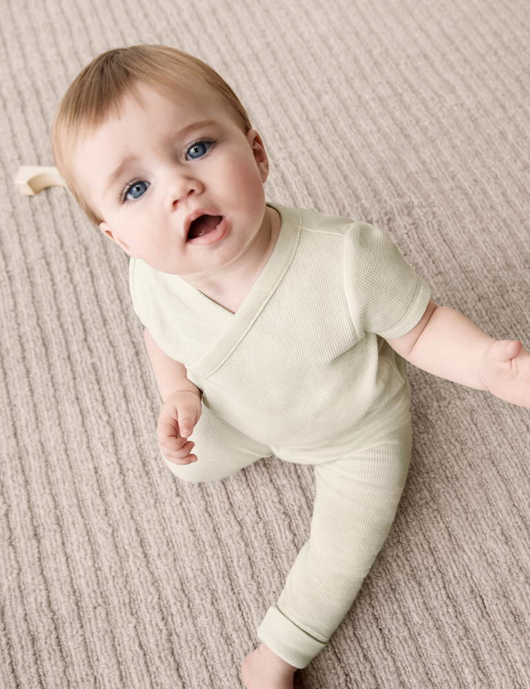 2pk Pure Cotton Waffle Bodysuits (6½lbs-3 Yrs)