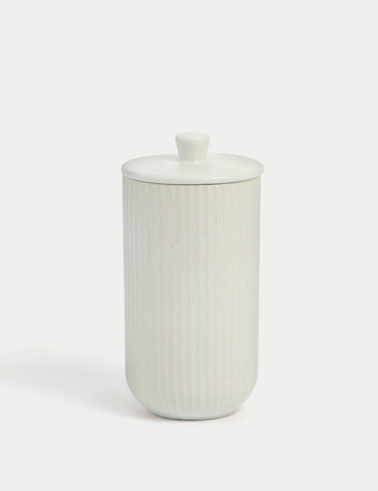 Large Ribbed Glazed Storage Jar