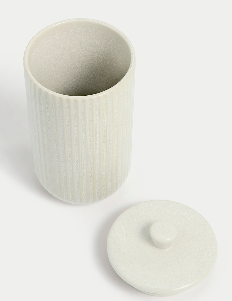 Large Ribbed Glazed Storage Jar