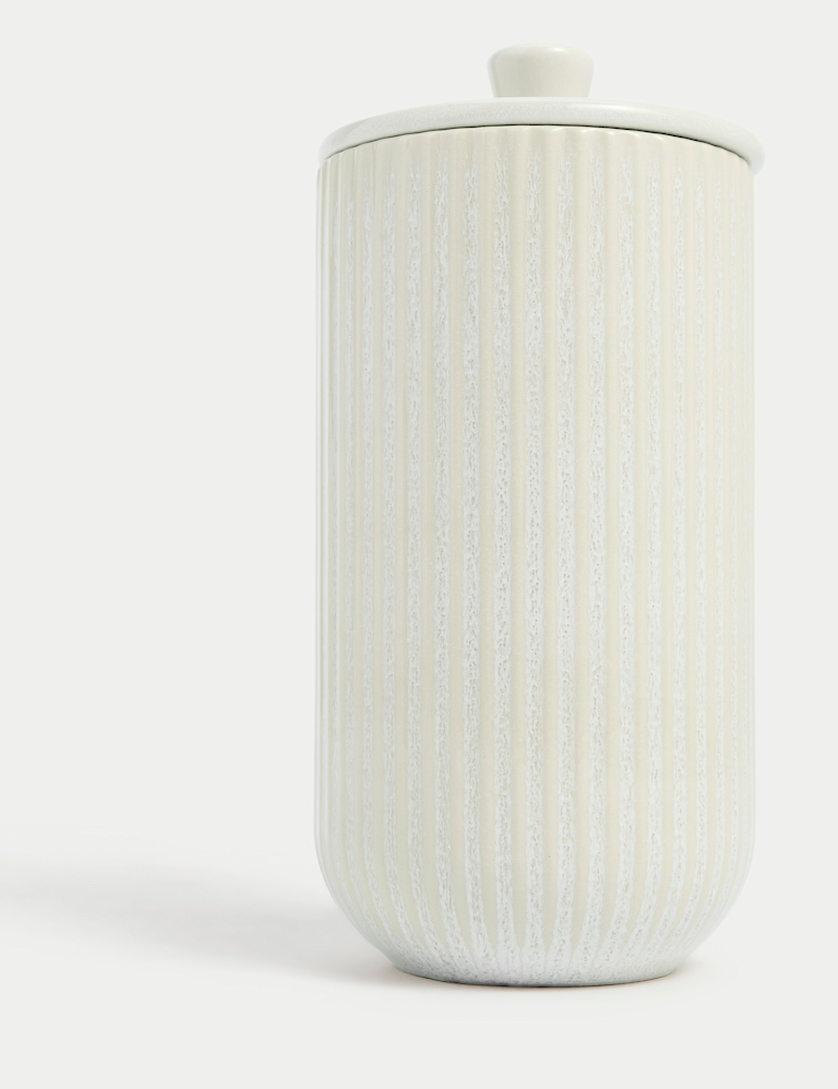 Large Ribbed Glazed Storage Jar