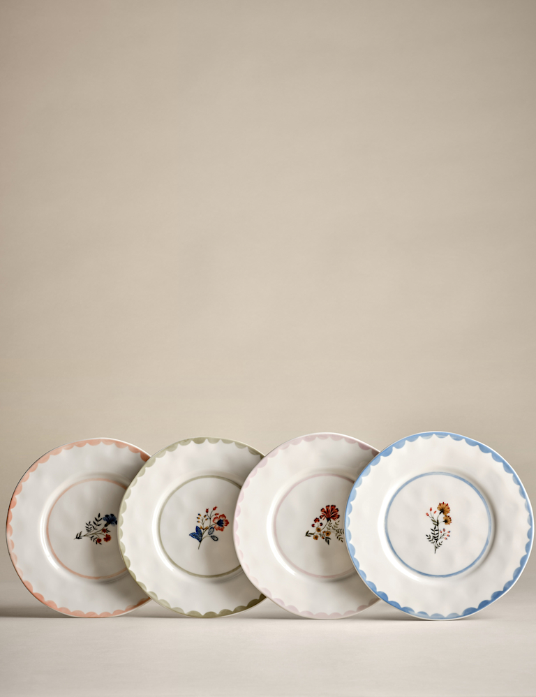 Set of 4 Floral Side Plates