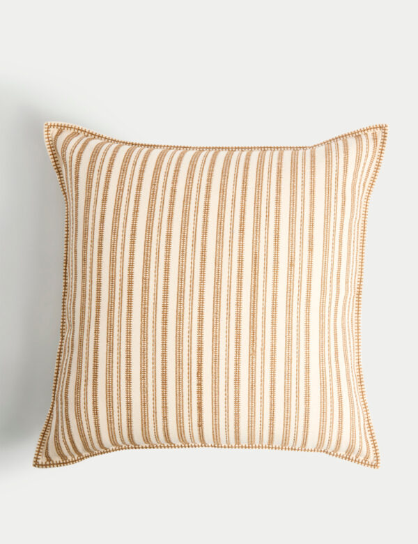Pure Cotton Striped Embroidered Cushion