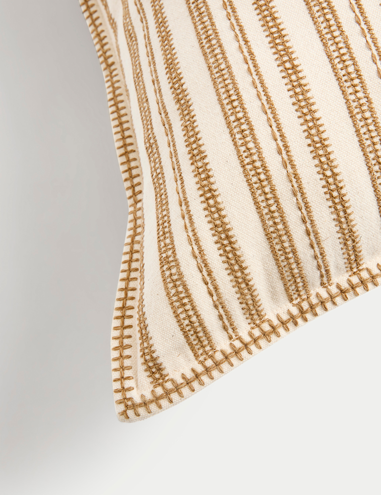 Pure Cotton Striped Embroidered Cushion