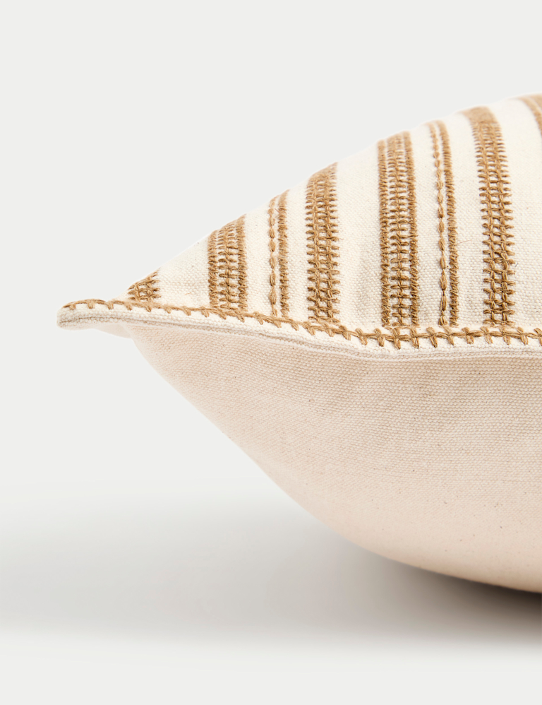 Pure Cotton Striped Embroidered Cushion