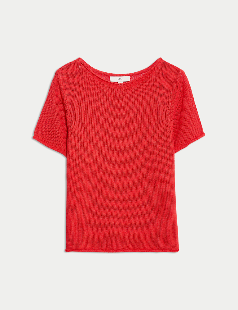 Textured Crew Neck Knitted Top