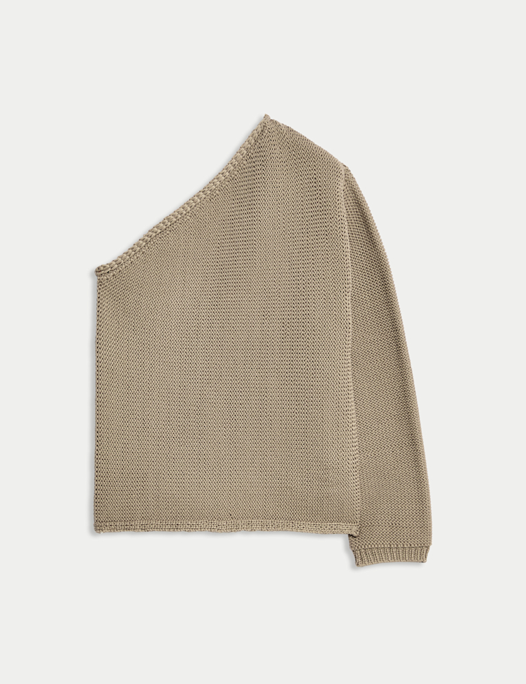 One Shoulder Slim Fit Textured Knitted Top