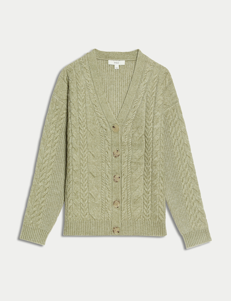 Textured V-Neck Relaxed Fit Cardigan